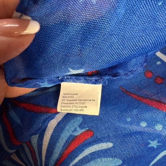 Patriotic Blue Fireworks Print Scarf 4th Of July Fashion Accessory - Picture 6 of 8
